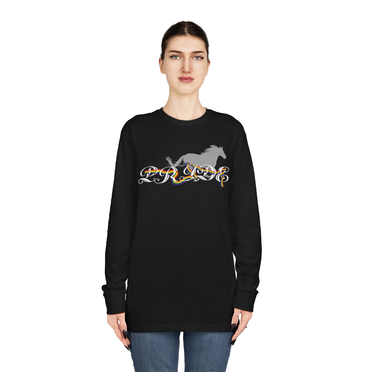 PRIDE in Cursive Long Sleeve Crewneck Tee