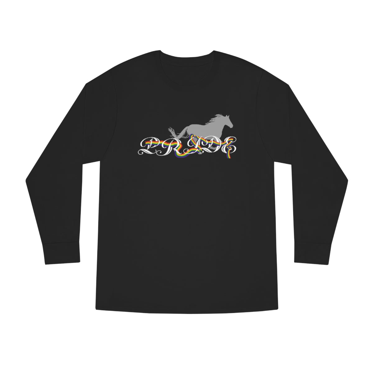 PRIDE in Cursive Long Sleeve Crewneck Tee