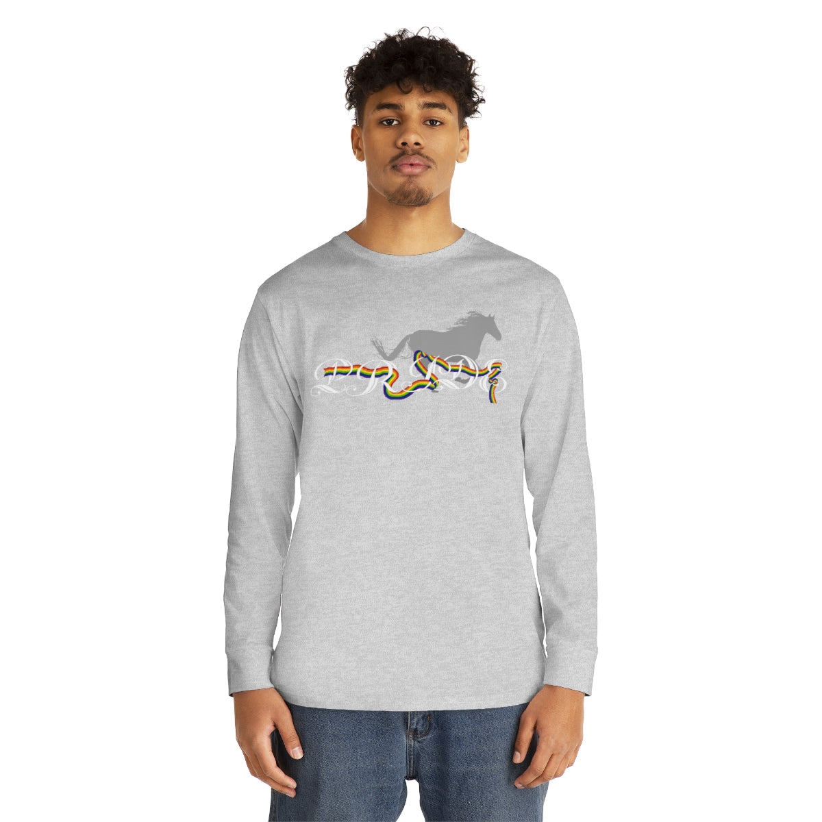PRIDE in Cursive Long Sleeve Crewneck Tee