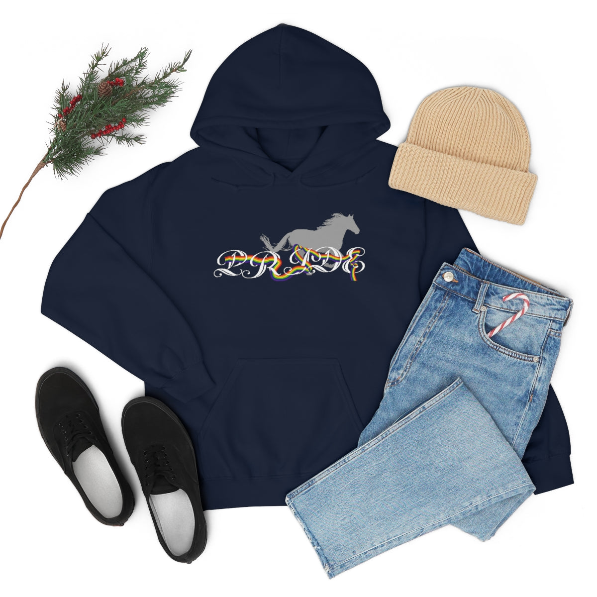 PRIDE in cursive Hooded Sweatshirt