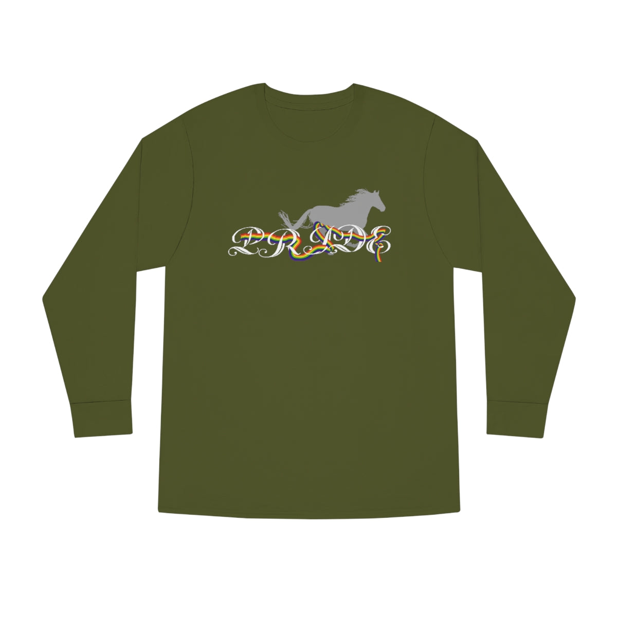 PRIDE in Cursive Long Sleeve Crewneck Tee