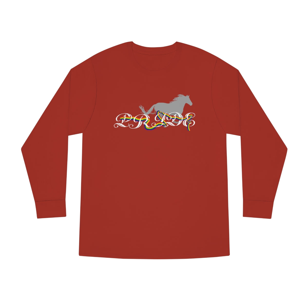 PRIDE in Cursive Long Sleeve Crewneck Tee