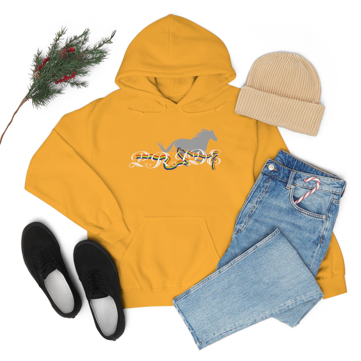 PRIDE in cursive Hooded Sweatshirt