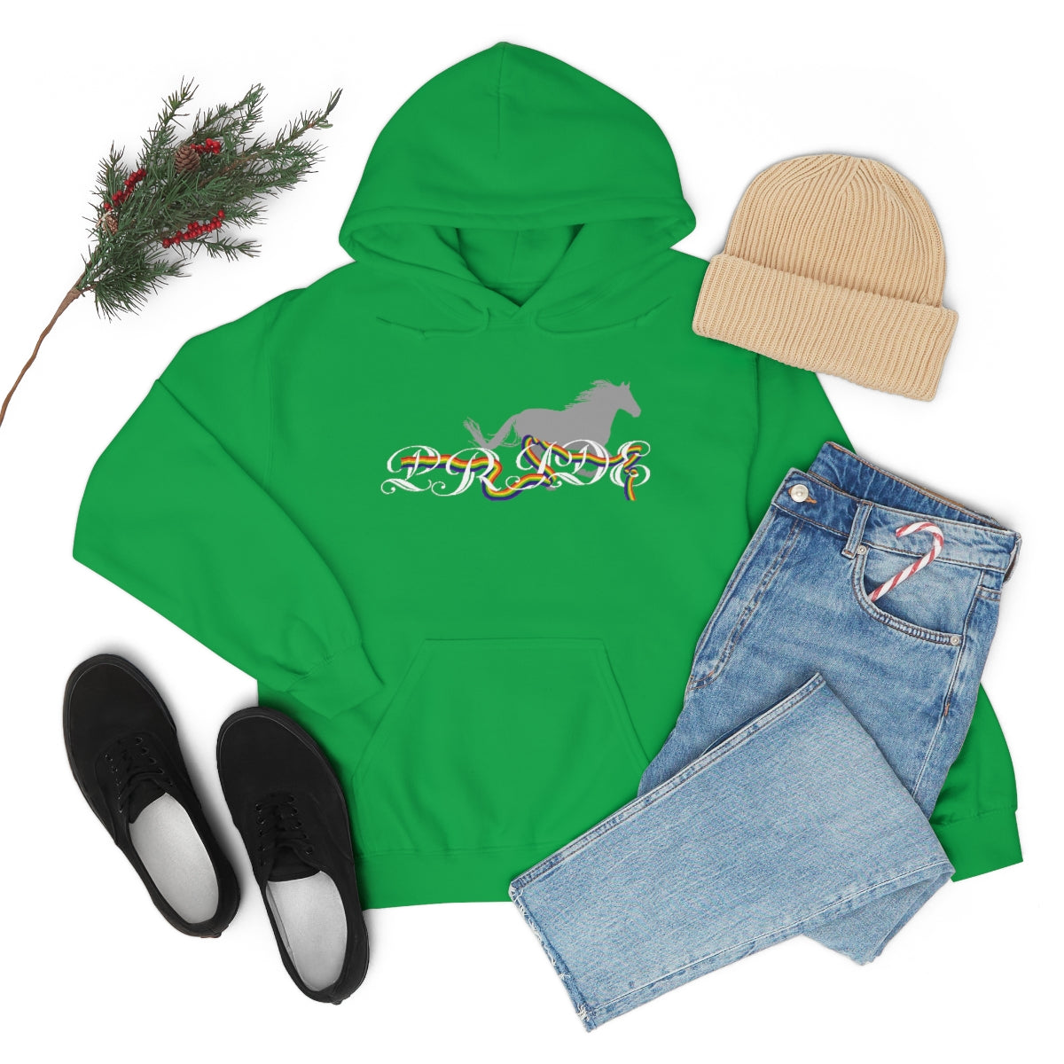 PRIDE in cursive Hooded Sweatshirt