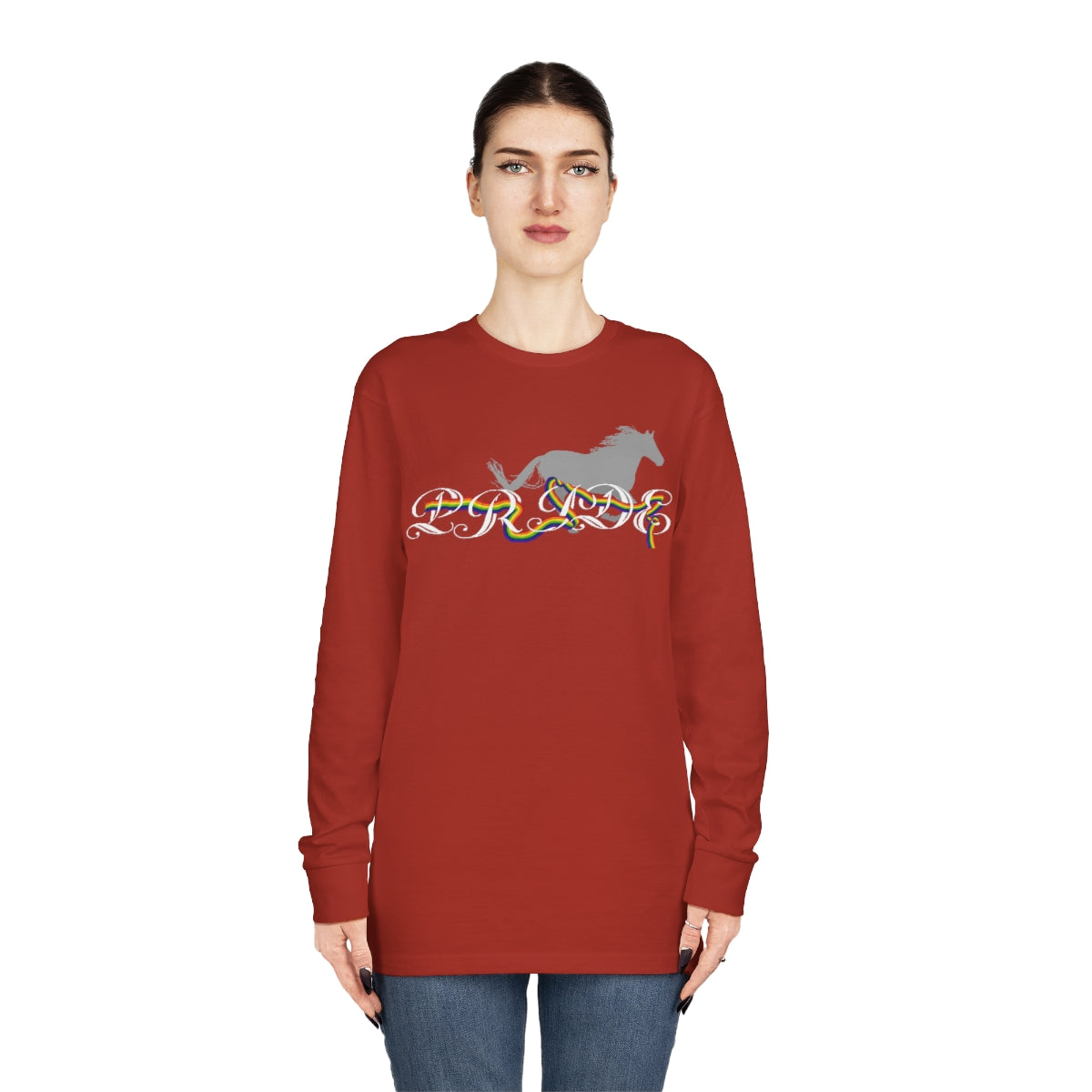 PRIDE in Cursive Long Sleeve Crewneck Tee
