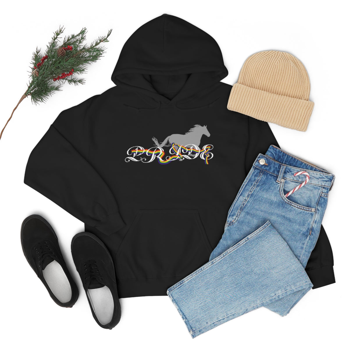 PRIDE in cursive Hooded Sweatshirt