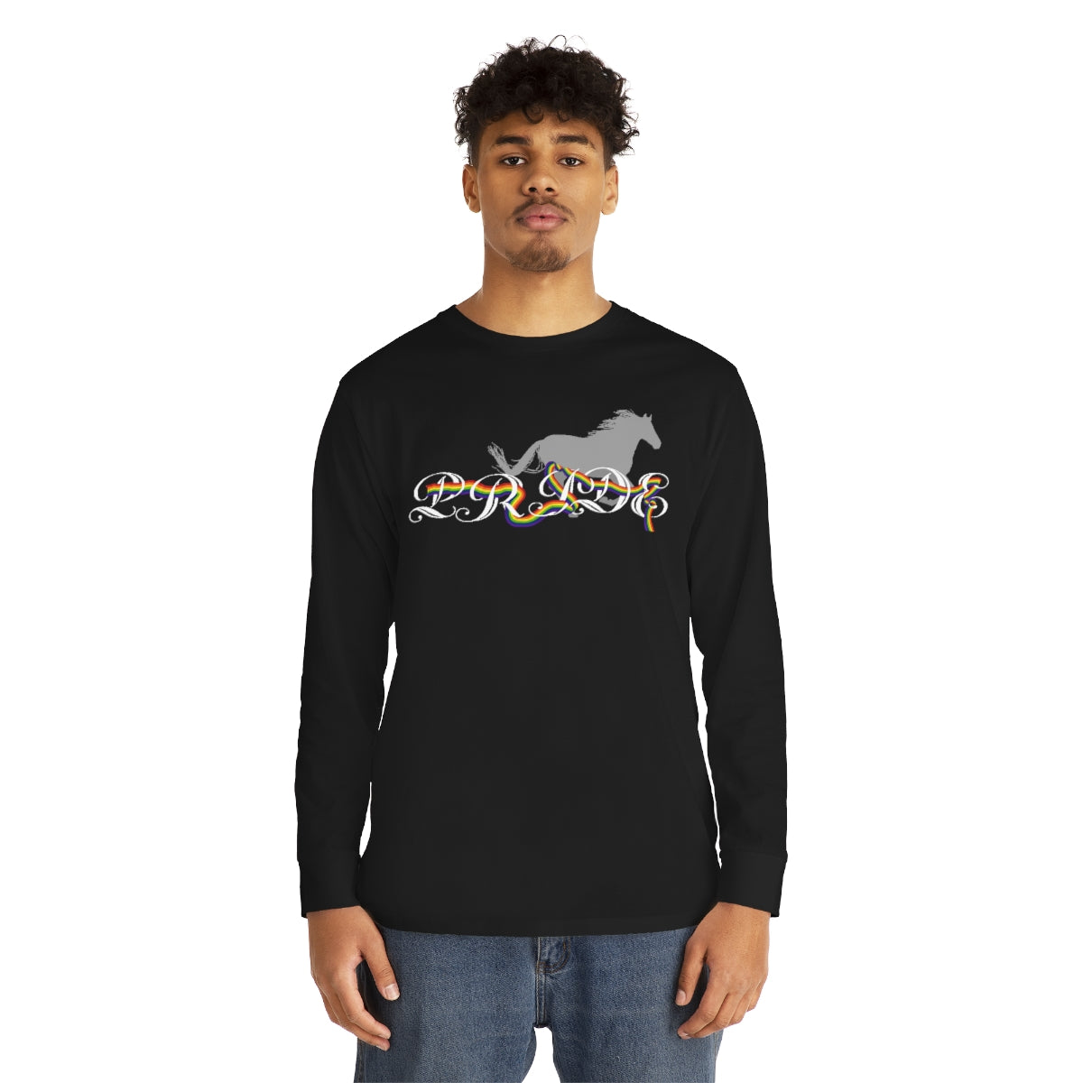 PRIDE in Cursive Long Sleeve Crewneck Tee
