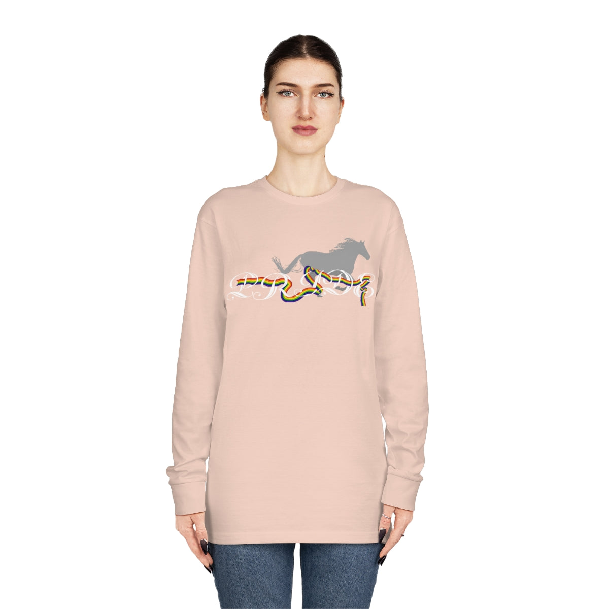 PRIDE in Cursive Long Sleeve Crewneck Tee