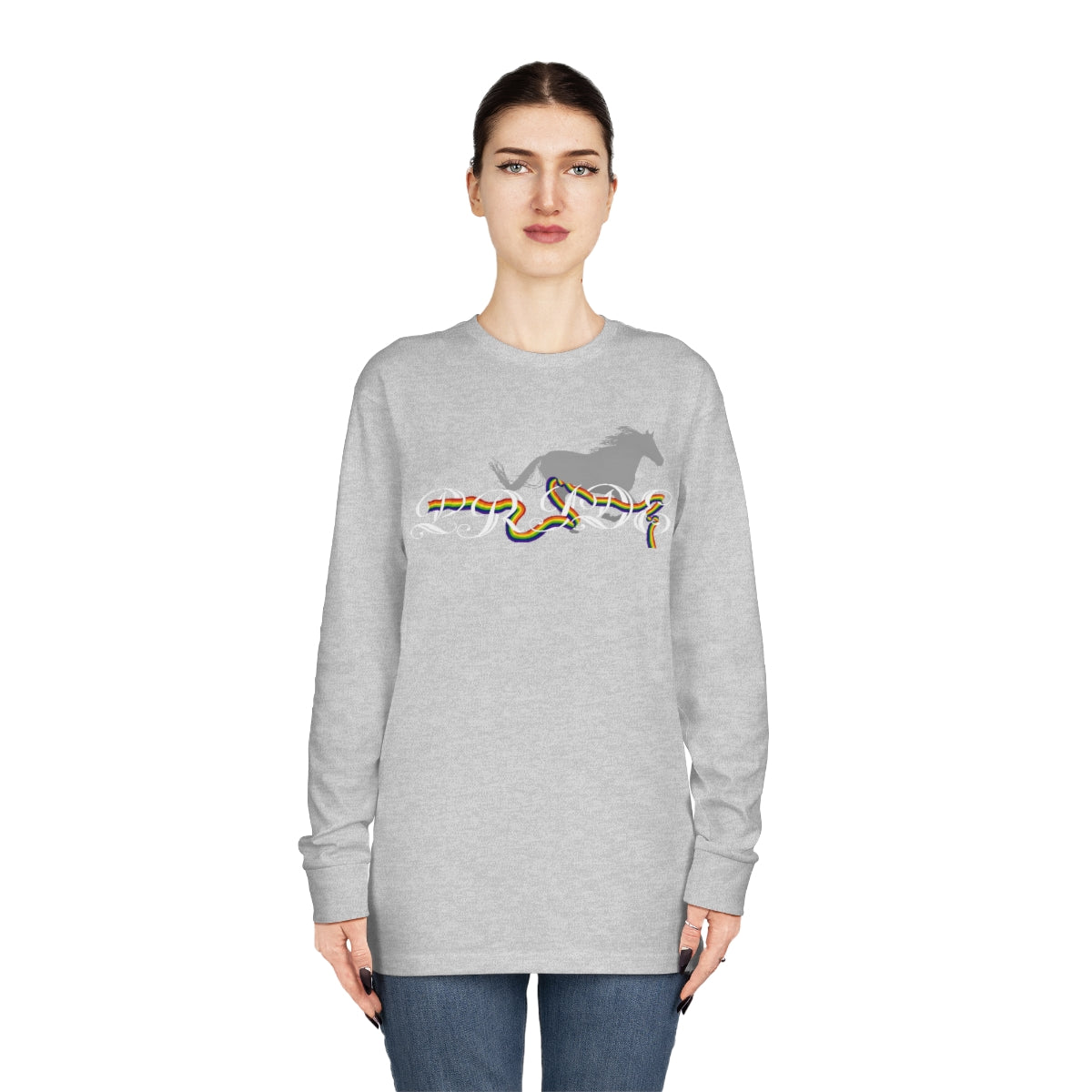 PRIDE in Cursive Long Sleeve Crewneck Tee
