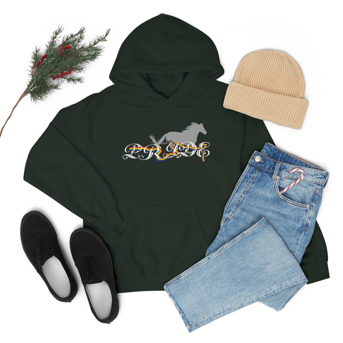 PRIDE in cursive Hooded Sweatshirt