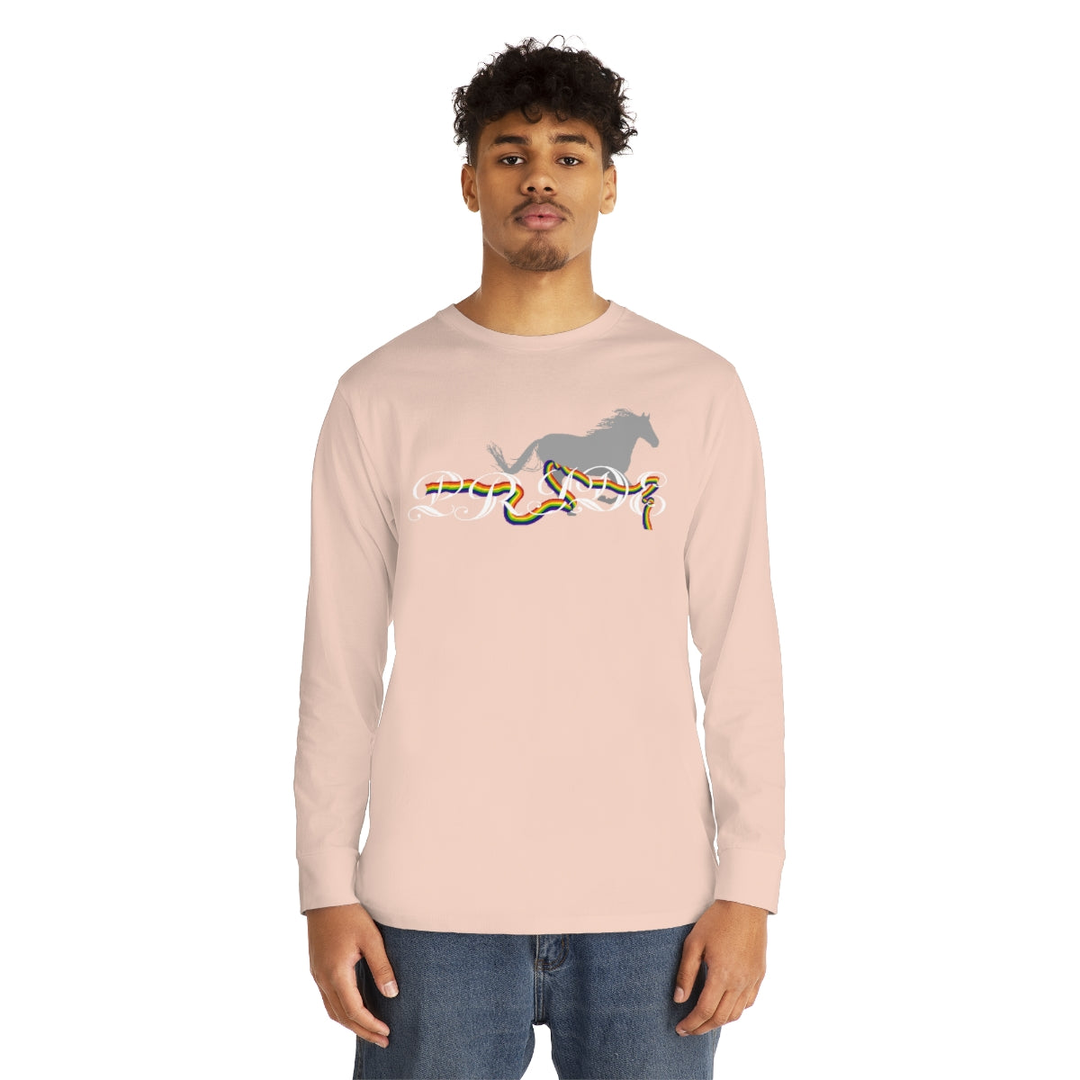 PRIDE in Cursive Long Sleeve Crewneck Tee