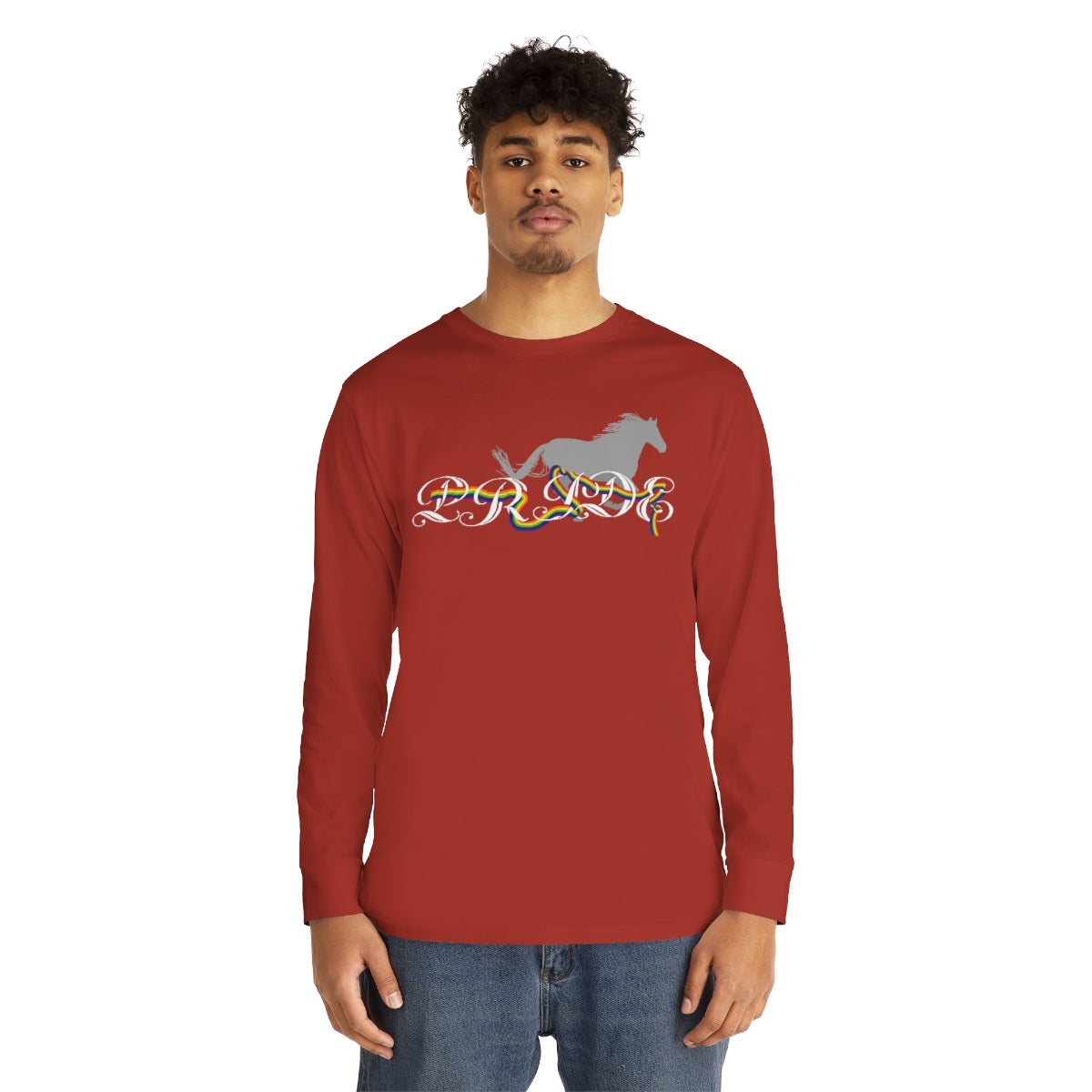 PRIDE in Cursive Long Sleeve Crewneck Tee