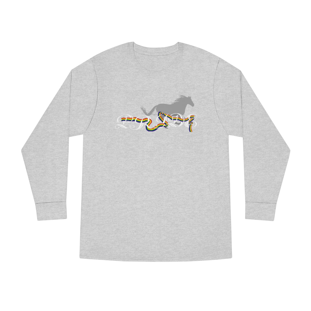 PRIDE in Cursive Long Sleeve Crewneck Tee