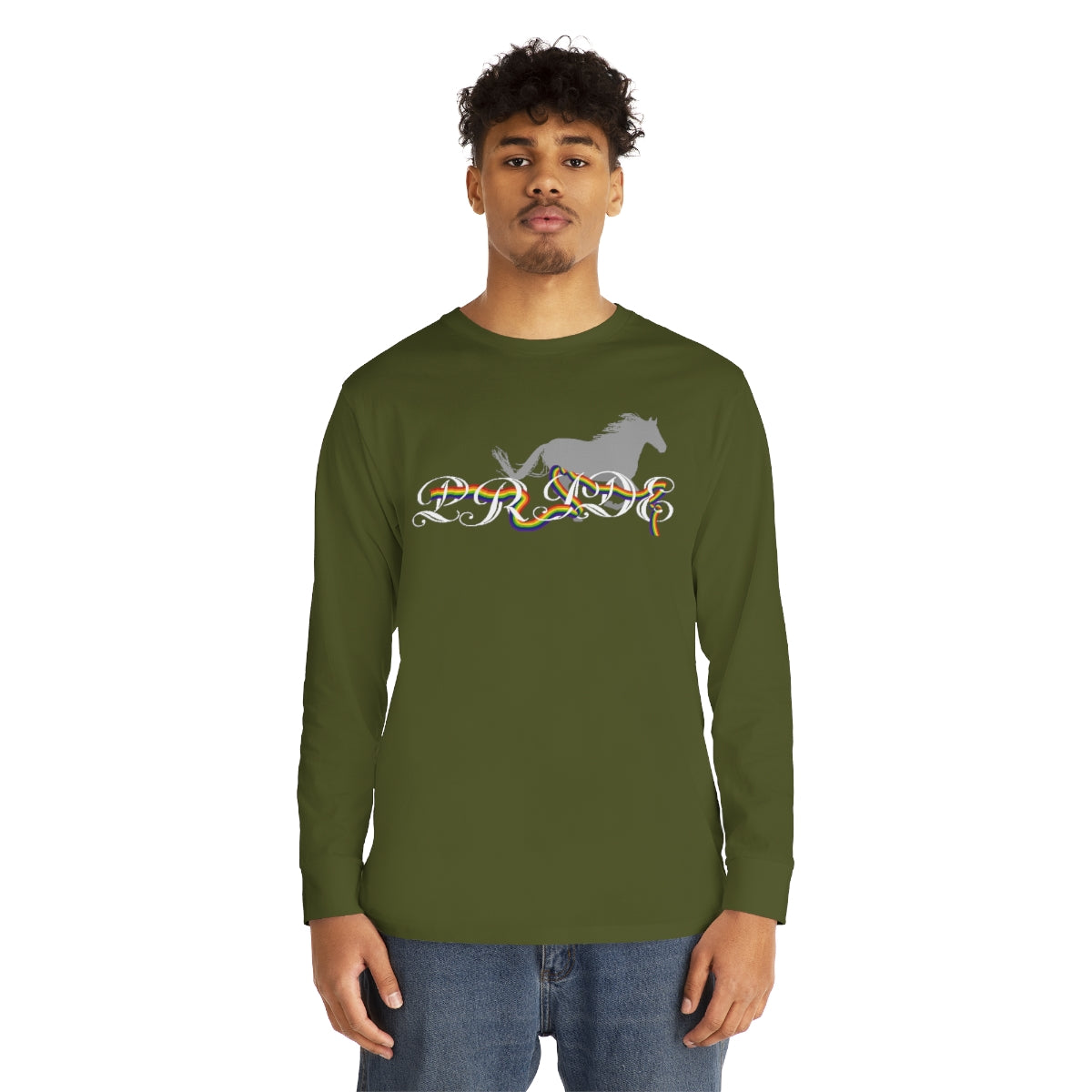 PRIDE in Cursive Long Sleeve Crewneck Tee