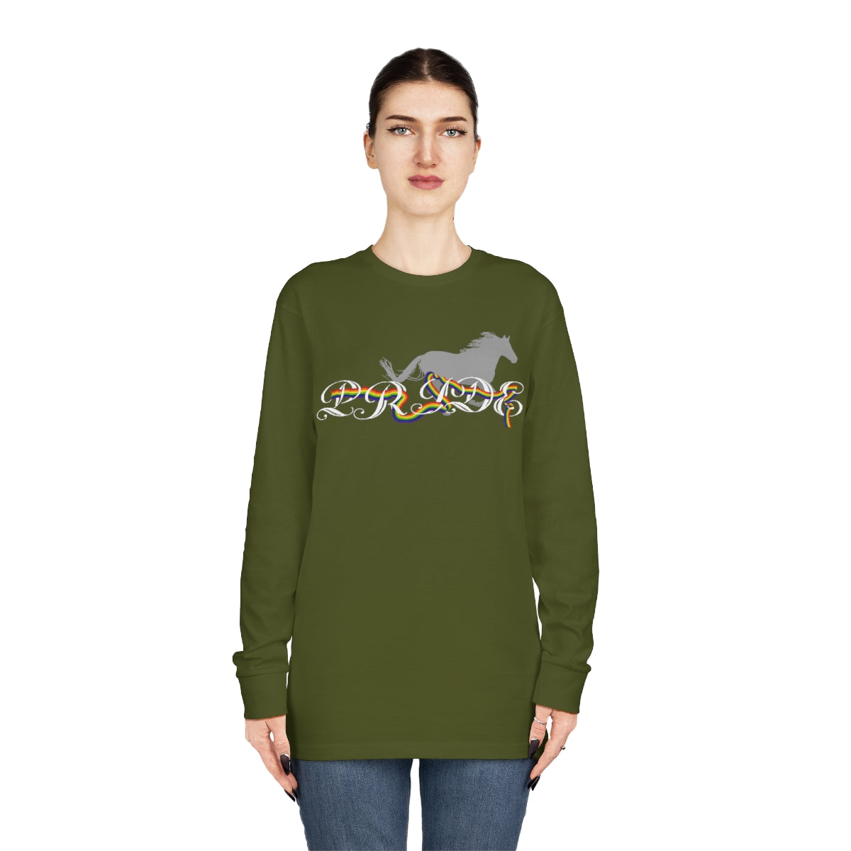PRIDE in Cursive Long Sleeve Crewneck Tee