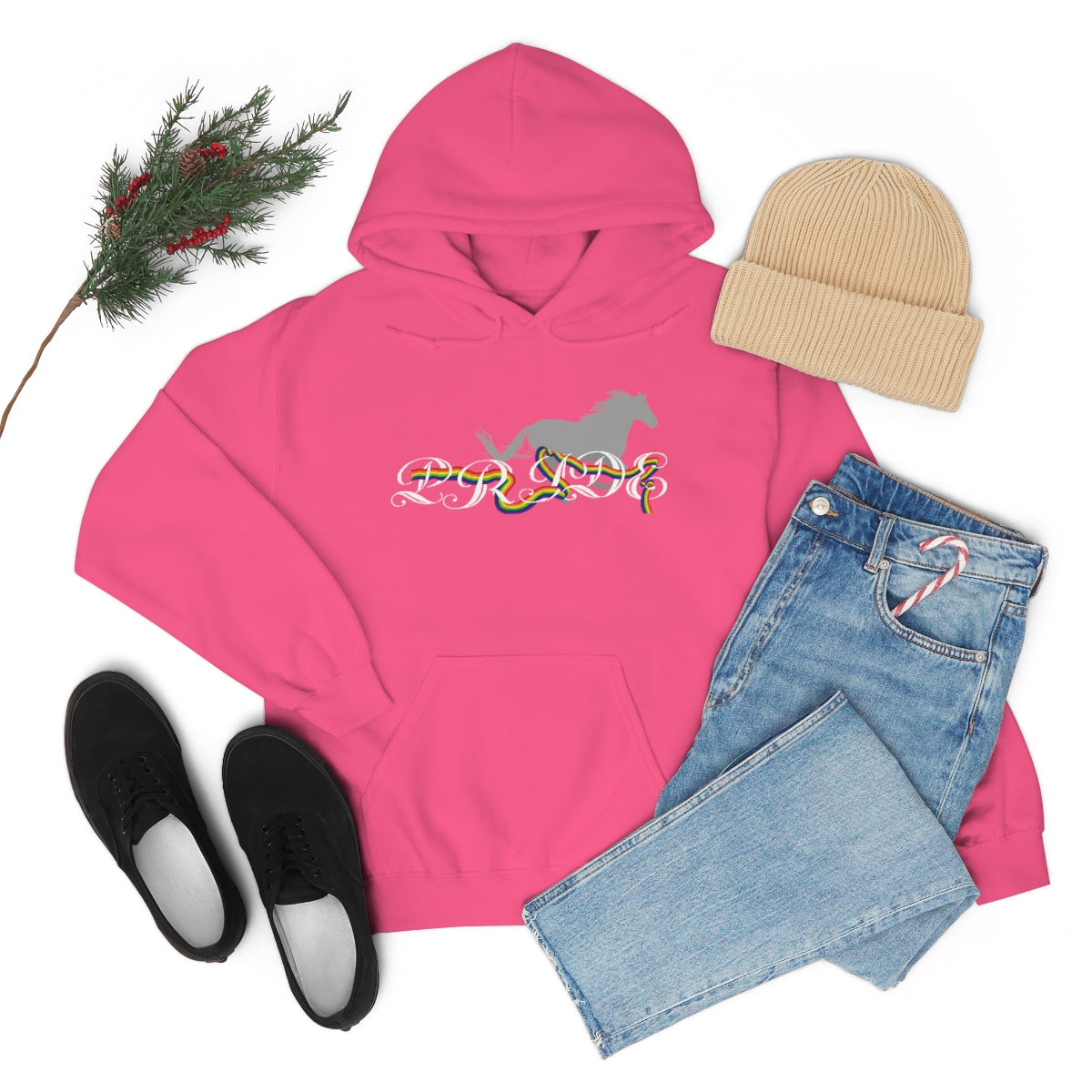 PRIDE in cursive Hooded Sweatshirt