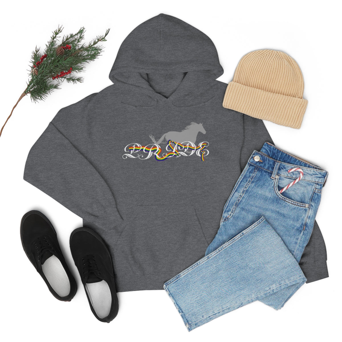 PRIDE in cursive Hooded Sweatshirt